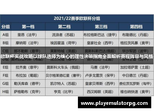 欧联杯实战攻略以球队选择为核心的理性决策指南全面解析赛程阵容与风格 欧联杯实战攻略以球队选择为核心的理性决策指南全面解析赛程阵容与风格