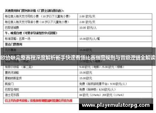 欧协联完整赛程深度解析新手快速看懂比赛指南规则与晋级逻辑全解读